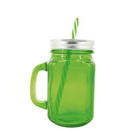 Grön Glasburk med handtag och sugrör Bristi, 50 clmed tryck