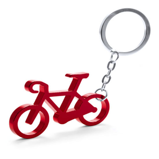 Röd Nyckelring i aluminium i form av en cykel Ciclexmed tryck
