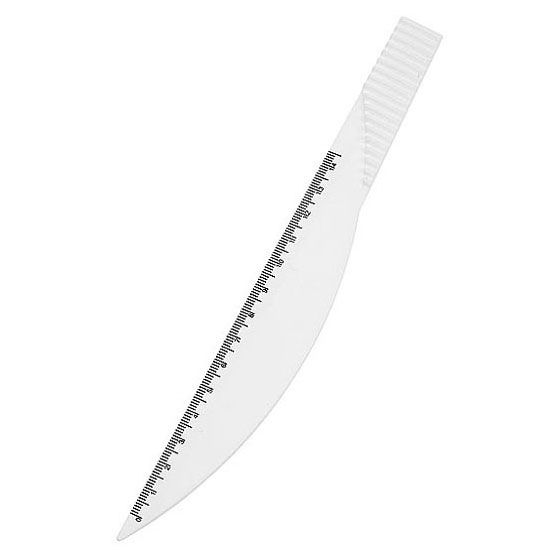 Vit Brevkniv med linjal 14,5 cmmed tryck