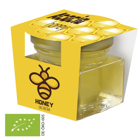 Övriga färger Ekologisk honung i glasburk med tryckmed tryck