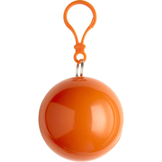 Orange Regnponcho i boll med tryckmed tryck