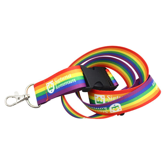 Övriga färger Regnbågsfärgat logoband med tryck Pridemed tryck