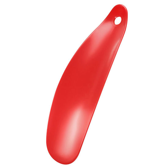 Röd Skohorn Allan i plast 130 mmmed tryck