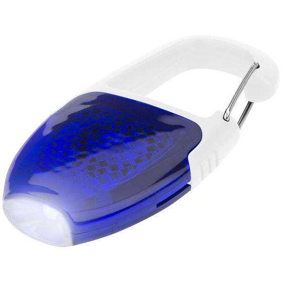 Blå Reflector karbinhake med ficklampamed tryck