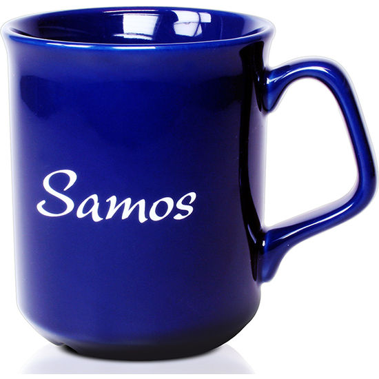 Blå Kaffemugg Samos, 30 clmed tryck