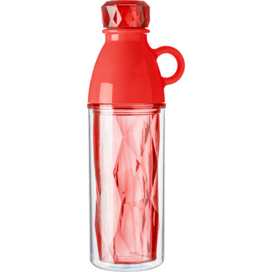 Röd Vattenflaska med mönster och kopp 500 mlmed tryck