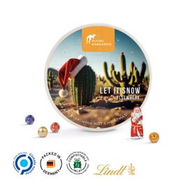 Rund adventskalender med Lindt-godis med tryck produktbild