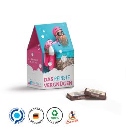 Stående låda med chokladbitar med tryck produktbild