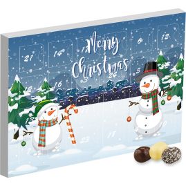 Adventskalender med choklad- och kokosbitar med tryck produktbild