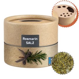 Rosmarinsalt med tryck, ca. 52g, biologiskt nedbrytbar kartongburk produktbild