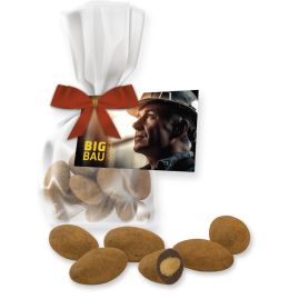 Chokladmandlar med kanel, ca. 35g, express platt påse med tryck produktbild