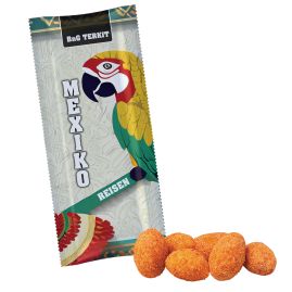 Chili Jordnötter med tryck, ca. 20g, snackförpackning produktbild