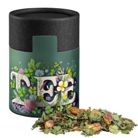 Örtte Happiness med tryck i biologiskt nedbrytbar eko-förpackning 30g produktbild