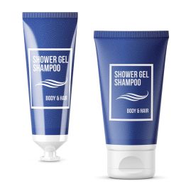 Duschgel och Schampo i tub med tryck produktbild