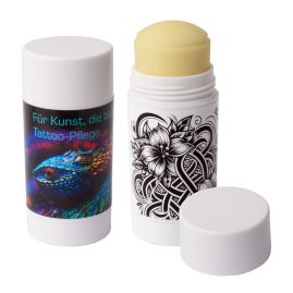 Tatueringsbalsam i stick med fullfärgstryckt etikett produktbild