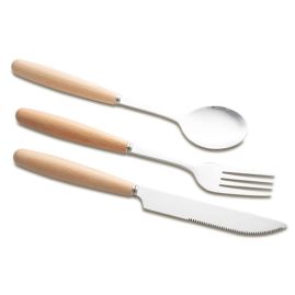 Kit med rostfria bestick med bambuhandtag Nintes produktbild