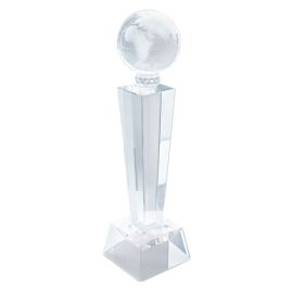 Glastrofé med tryck Trophy Now Werld produktbild