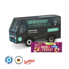 Bussförpackning fylld ned snacks produktbild