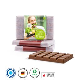 Designchoklad i glasinepapper med tryck produktbild