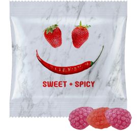 Jordgubb och chili-godis, ca. 15g, Midi-påse med tryck produktbild