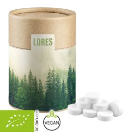 Ekologiska pepparmintsdroppar med tryck, ca. 80g, biologiskt nedbrytbar kartong produktbild