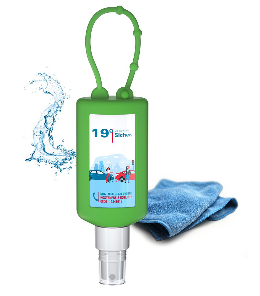 Interiörrengöringsspray i 50 ml upphängningsflaska med tryck produktbild